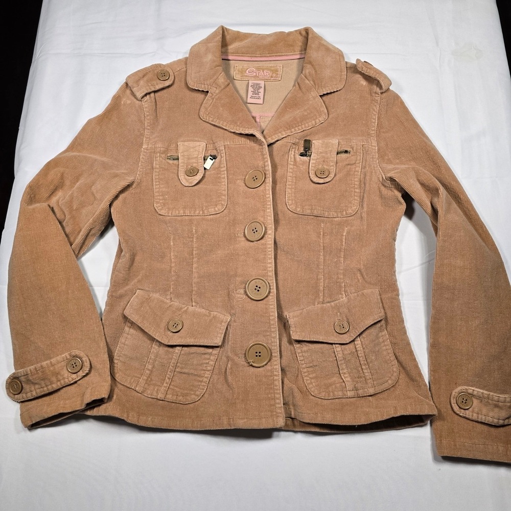 Star Jeans Corduroy Utility‎ Jacket Women's M Safari Utility Gorpcore Camel